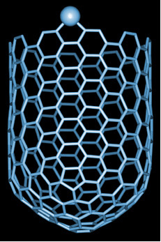 Thousands of times smaller than the average human hair, carbon nanotubes are extremely long and thin yet strong, making them a key nanotechnology structure. Credit: NASA Ames Research Center. 