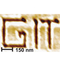 The initials for the Georgia Institute of Technology written with the thermochemical nanolithography technique. (Image: Georgia Tech)