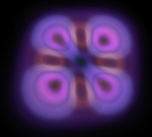 This is an image of a quantum dot produced by a simulation using the nanoHUB, a Web site created by the Purdue-based Network for Computational Nanotechnology that is used by more than 3,000 national and international researchers and educators every month. Research simulations on carbon nanotubes, nanotransistors, nanoelectronics and quantum dots currently are among the most popular on the nanoHUB. This image shows the computed second excited electron state of a quantum dot nanodevice in which electrons resonate and emit pure bright light. Quantum dots are the basis of the new, energy-efficient, long-lasting, ultrabright light-emitting diodes (LEDs) that are becoming widely used in highway traffic signals. (Image by Wei Qiao, David Ebert, Makerk Korkusinski, Gerhard Klimeck ) 