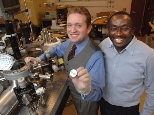 Photo / Donna Coveney

MIT research scientist Luis Velasquez-Garcia, left, and Akintunde Ibitayo Akinwande, professor of electrical engineering and computer science, are developing a tiny sensor that can detect hazardous gases, including biochemical warfare agents