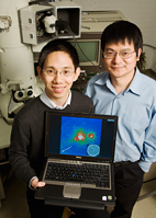 Photo by L. Brian Stauffer
Jian-Min "Jim" Zuo, professor of materials science and engineering, and graduate student Weijie Huang have developed a measurement technique that works at the nanoscale.