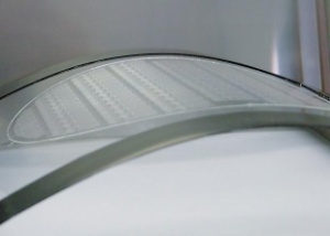 6" PDMS stamp used for Substrate Conformal Imprint Lithography (SCIL), a nanotechnology developed by Philips Research, designed on a platform of a SUSS Mask Aligner. The stamp is mounted on a 200 micron AF-45 glass backplate. Photo: courtesy of Philips Research. (Photo: Business Wire)