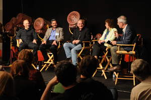 Imagine the World in 2050 -- LOS ANGELES (April 30, 2008) -- Five of IBM's top scientists met with students and alumni of USC School of Cinematic Arts along with other invitees from the entertainment industry, to 'Imagine the World in 2050.' Pictured (l. to r.) are renowned IBM scientists Jeff Jonas, Ajay Royyuru, Don Eigler, Sharon Nunes, and Bill Pulleyblank. 