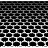 Figure 1: Graphene consists of a single layer of carbon atoms arranged in a hexagonal array. Its structure and two-dimensional nature gives rise to its unique and potentially useful electronic characteristics.

source: Wikimedia/Thomas Szkopek
