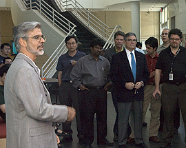 Dr. Yves Chabal (left) is head of the Materials Science and Engineering Department in the Erik Jonsson School of Engineering and Computer Science at UT Dallas.