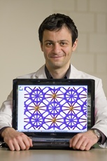 Dr. Artem Oganov shows the crystal structure of the new phase of boron. 