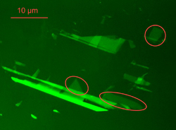 The normally practically invisible single-carbon-atom layers can be made visible under a normal light (optical) microscope, if the support (layer) is designed as an anti-reflection filter. Single-layer graphene was identified inside the markings. 