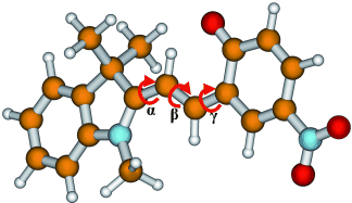 Anfractuous paths: Electron diffraction reveals the involvement of multiple structures in the complex photochemistry of photoswitchable nitro-substituted 1,3,3-trimethylindolinobenzospiropyran. The spiropyran-to-merocyanine isomerization due to ring opening produces primarily the cistranscis structure (see picture; red O, blue N, yellow C), while competing nonradiative pathways lead to other structures, namely the closed forms in their triplet and singlet ground states.