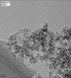 High-resolution transmission electron microscopy (HRTEM) image of Glidewell Laboratories' 3 nm nanocrystalline zirconia material produced by gas-phase condensation "bottom-up" nanotechnology.