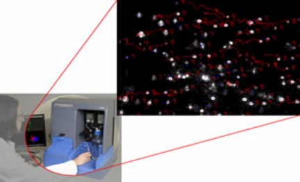 NanoSights NTA software showing particles moving under electrophoretic and Brownian motion - ZetaSight 