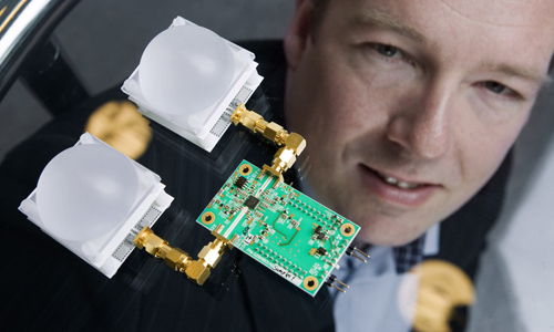 Novelda is the only company that has succeeded in developing radar transceivers that are extremely fast, highly precise, and run on very low power, explains Dag Wisland, CEO of Novelda. (Photo: Sverre Jarild)

