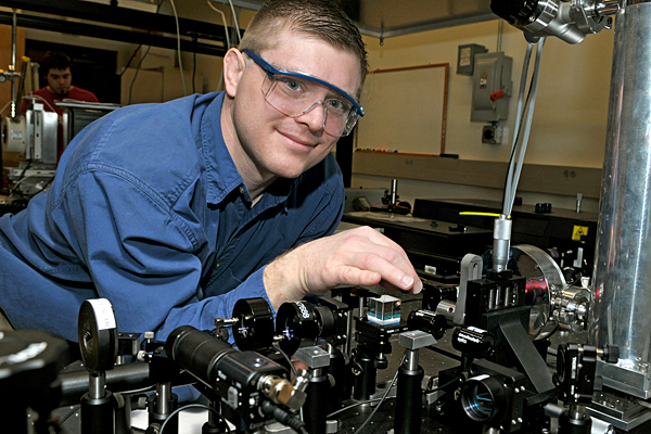 UD's Matthew Doty is co-author of two papers exploring novel methods for assembling quantum dots to control how electrons interact with light and magnetic fields.
Photo by Kathy F. Atkinson