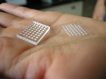 University of Alberta oncology professor Linda Pilarski, along with her research team, has created a microfluidic chip that can test for up to 80 different genetic markers of cancer. (photo courtesy Dammika Manage)