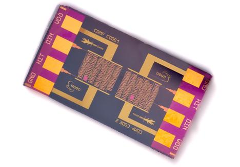 Up-link decoder chip enabling bi-directional communication in RFID tags, realized using a hybrid organic/solution-processed metal-oxide technology.