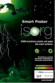 OE-A Demonstrator: Interactive poster with sensors to control integrated light and sound effects (Source: ISORG). 