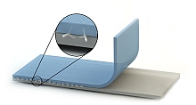 The two polymer layers are stapled from the inside using nano crystals made of zink oxide. Conceptional drawing.
Copyright: CAU, Image: Jan Strben
