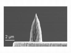 Diamond nano-tip integrated onto the micro-heater of a doped silicon microcantilever. The tip has a radius of 10 nm.