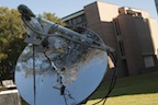 The solar steam device developed at Rice University has an overall energy efficiency of 24 percent, far surpassing that of photovoltaic solar panels. It may first be used in sanitation and water-purification applications in the developing world. (Credit: Jeff Fitlow/Rice University)