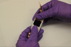 This image shows a fully stretchable supercapacitor composed of carbon nanotube macrofilms, a polyurethane membrane separator and organic electrolytes.