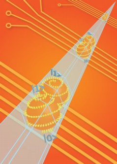 This graphic displays spin qubits within a nanowire.