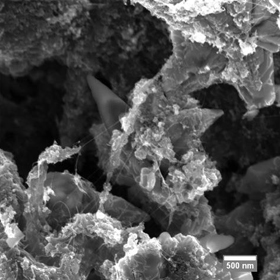 A scanning electron microscope image shows the ultracapacitors composite film containing graphene flakes and single-walled carbon nanotubes.
Credit: Journal of Applied Physics