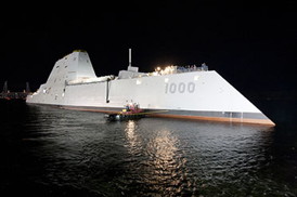 Spinel windows can have applications as electro-optical/infrared deckhouse windows in the new class of U.S. Navy destroyers, like the USS Elmo Zumwalt pictured above, that feature a low radar signature compared with current vessels. U.S. Navy photo courtesy of General Dynamics