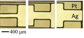 To create new types of sensors, gold films are patterned onto a substrate using microcontract printing and etching.
CREDIT: Image courtesy of Oregon State University