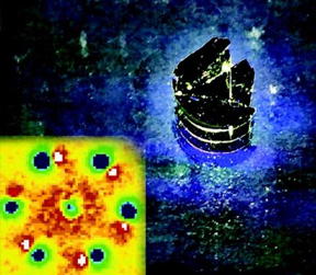 MSU researchers have found that by shooting an ultrafast laser pulse into a material, it can change its properties, a process that can lead to the development of new and improved semiconductors. The image on the right is an illustrated view of a material irradiated by the laser pulses. The one of the left is an image of the material showing subtle structural changes as a result of whats known as photo-doping. Photo courtesy of the MSU Department of Physics and Astronomy.