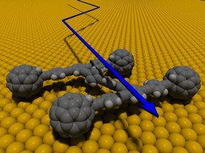 An illustration shows a nanocar design by scientists at Rice University. The first nanocars, invented at Rice, consisted of a chassis, two axles and four wheels, all part of a single molecule.Credit: Tour Group/Rice Universit