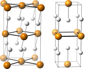 These are illustrations of two compounds made from phosphorus atoms (orange) and hydrogen atoms (white). Such compounds are potential superconductors, and may form when phosphine is squeezed under extremely high pressures, according to University at Buffalo chemists who predicted the compounds' structures using XtalOpt, an open-source computer program created at UB.

Credit: Tyson Terpstra