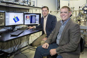 This image shows ORNL software engineer Eric Lingerfelt (right) and Stephen Jesse (left) of ORNL's Center for Nanophase Materials Sciences led the development of the Bellerophon Environment for Analysis of Materials (BEAM), an ORNL platform that combines the lab's state-of-the art imaging technologies with advanced data analytics and high-performance computing to accelerate materials science research.
CREDIT: ORNL