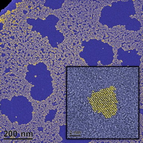 Images of ZnO quantum dots prepared by the Institute of Physical Chemistry of the Polish Academy of Sciences in Warsaw, taken by transmission electron microscopy. False colors.
CREDIT: IPC PAS