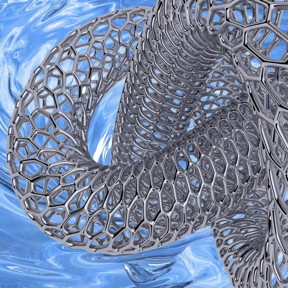 Artistic rendition of a metallic carbon nanotube being pulled into solution, in analogy to the work described by the Adronov group.
CREDIT: Alex Adronov, McMaster University