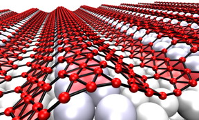When grown on silver, the two-dimensional form of boron, which is called borophene, takes on corrugations, helped by atomic vacancies in the lattice that make it more flexible. The metallic material may be suitable for use in stretchable, bendable electronics. Credit: Zhuhua Zhang/Rice University