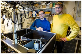 Researchers Michael Zugenmaier (left) and Karsten Dideriksen next to their experimental setup

CREDIT
Ola Joensen

