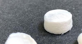 Breath mint-sized samples of the ceramic aerogels developed by a UCLA-led research team. The material is 99 percent air by volume, making it super lightweight.

CREDIT
UCLA Samueli Engineering

