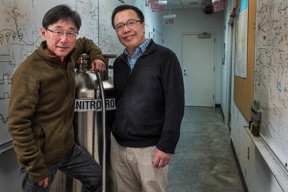 Junichiro Kono (left) and Qimiao Si in Kono's Rice University laboratory in December 2019.

CREDIT
Photo by Jeff Fitlow/Rice University