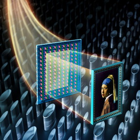 Credit: T. Xu/Nanjing University
Illustration depicts a faithful reproduction of Johannes Vermeers Girl With a Pearl Earring using millions of nanopillars that control both the color and intensity of incident light.