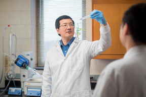 Dawen Zhao, M.D., Ph.D., associate professor of biomedical engineering at Wake Forest School of Medicine, and team have discovered that a nanoparticle therapeutic enhances cancer immunotherapy and is a possible new approach in treating malignant pleural effusion (MPE).

CREDIT
Wake Forest School of Medicine