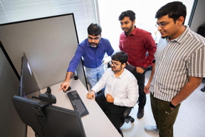 Dr. Kanad Basu (left) and his colleagues developed a way to counteract the impact of attacks designed to disrupt artificial intelligences ability to make decisions or solve tasks in quantum computers. His team includes computer engineering doctoral students Sanjay Das, Navnil Choudhury (sitting) and Shamik Kundu (right).

CREDIT
The University of Texas at Dallas