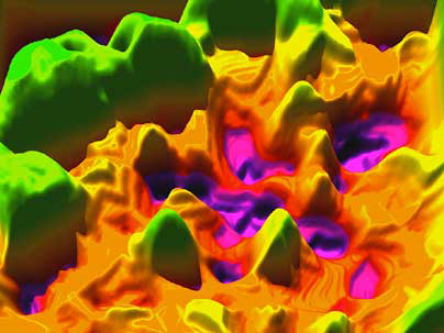 MIT researchers created this nanoscale map of the stiffness of bone. Image courtesy / Ortiz Lab, MIT