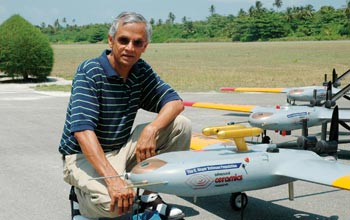 V. Ramanathan, chief scientist of CAPMEX, with several AUAVs that will fly above China.

Credit: Scripps Institution of Oceanography
