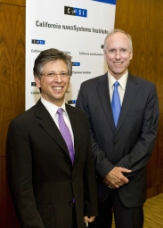 UCLA Executive Vice Chancellor Scott Waugh (right) welcomes new CNSI director Paul S. Weiss.