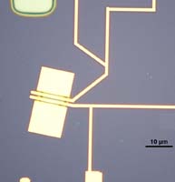 Graphene sample with electrodes, fabricated using electron beam lithography

