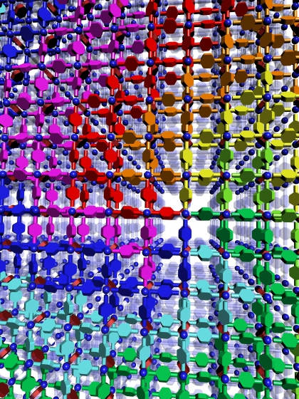 Image of 3-D, synthetic DNA-like crystals created by Yaghi, Deng and colleagues. Credit: CNSI, UCLADepartment of Energy Institute of Genomics and Proteomics