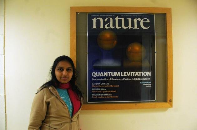 Hamsa Sridhar 12 is conducting research at the School of Engineering and Applied Sciences that seeks to levitate gold-coated micro-particles. The research made the front cover of the journal Nature. By Sirui Li.