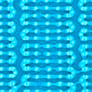 MIT researchers coaxed tiny, chainlike molecules to arrange themselves into complex patterns, like this one, on a silicon chip. Previously, self-assembling molecules have required some kind of template on the chip surface  either a trench etched into the chip, or a pattern created through chemical modification. But the MIT technique instead uses sparse silicon hitching posts. The molecules attach themselves to the posts and spontaneously assume the desired patterns. Image: Yeon Sik Jung and Joel Yang