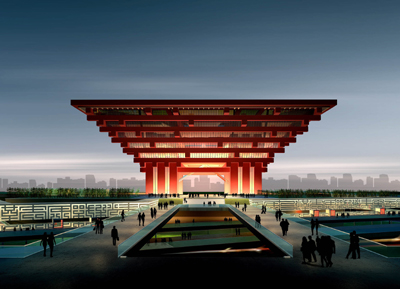 The China Pavilion is illuminated by OSRAM LED in China Red.