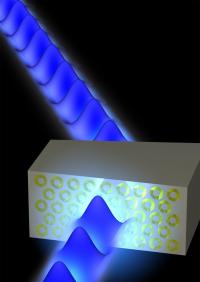Arrays of coupled plasmonic coaxial waveguides offer a new approach by which to realize negative-index metamaterials that are remarkably insensitive to angle of incidence and polarization in the visible range. Credit: Caltech/Stanley Burgos
