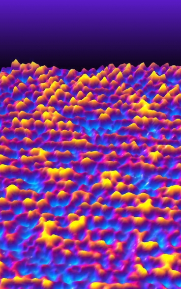 Images taken through the Atomic Force Microscope using the MIT teams new technique can show details of individual atoms and molecules at the interface between a liquid and a solid surface. Micrograph courtesy of Francesco Stellacci and Kislon Voitchovsky 